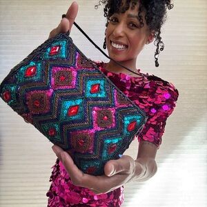 Vintage Sequin & Beaded Crossbody Bag